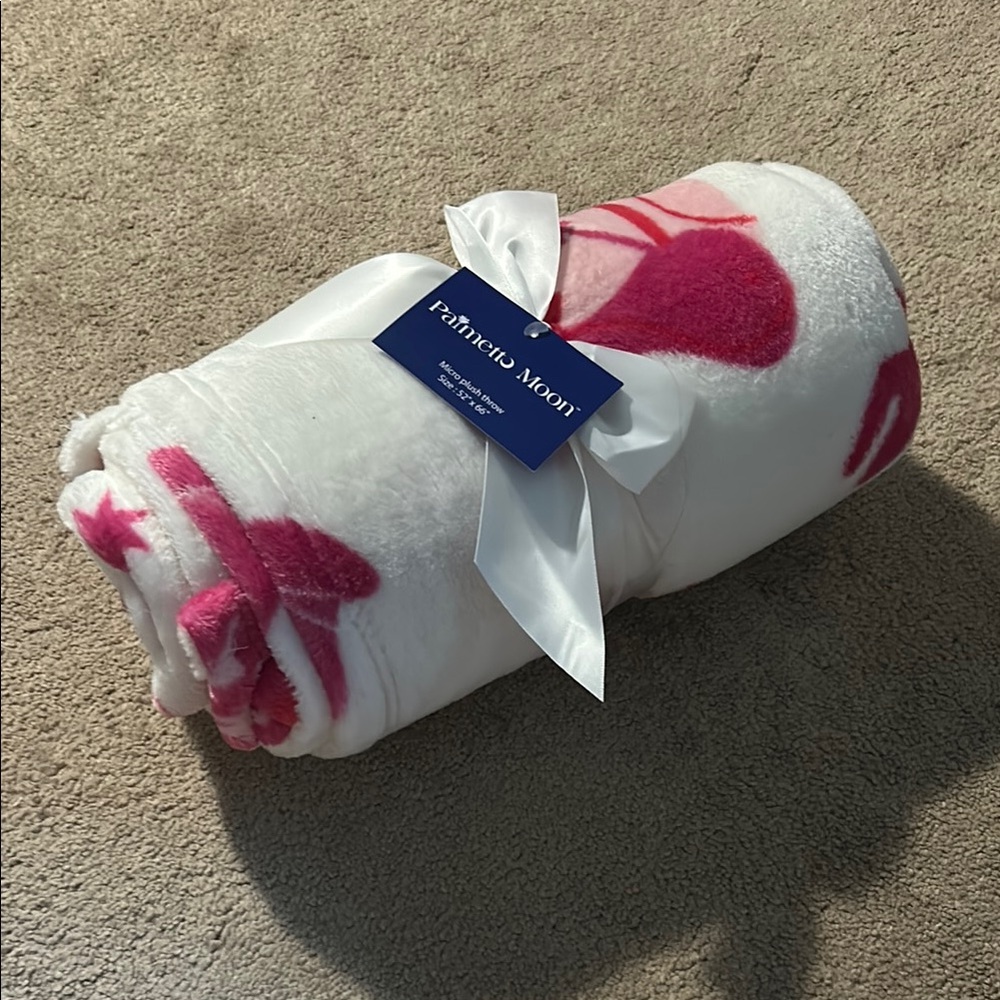 White and Pink Cowboy Boot Blanket
